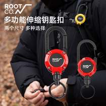 Japanese ROOT CO multi-function telescopic key chain outdoor travel mountaineering buckle fast hanging mobile phone lanyard men and women