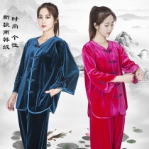 Tai Chi practice clothing gold velvet new high-end fashion Tai Chi clothing womens winter martial arts performance clothing suit