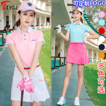 2 pieces of golf clothing womens short sleeve T-shirt ball suit feather tennis slim summer sportswear