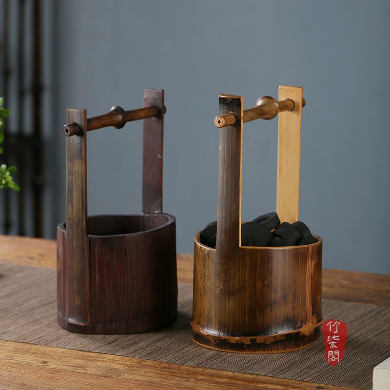Bamboo Qige Handmade Tea Brewing Charcoal Basket, Bamboo Charcoal Bowl, Bamboo Charcoal Basket, Portable Storage Olive Charcoal Box, Charcoal Funnel, Flower Container