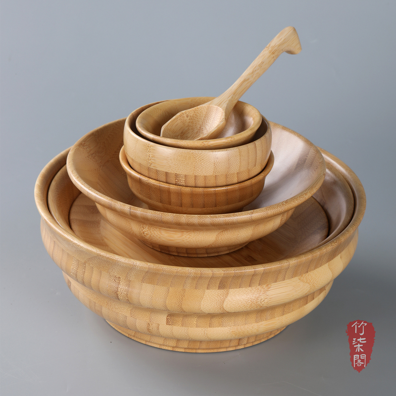 New Chinese-Style Bamboo Bowl for Home Use, Japanese-Style Natural Color Fruit Bowl, Eating Plate, Soup Bowl, Rice Bowl, Small Bowl, Tableware