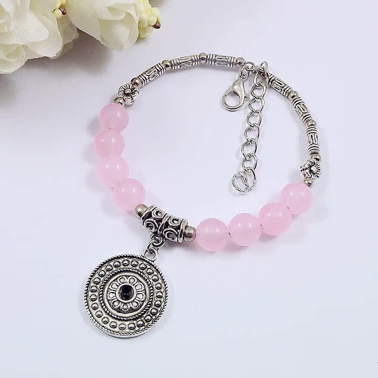 Vòng đeo tay màu hồng chalcedony vòng tay cô gái pha lê màu sắc sinh viên phiên bản Hàn Quốc của món quà trang sức khai mạc hoang dã đơn giản và đáng yêu vòng tay vàng nam