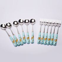 Chinese porcelain Mrs Yongfengyuan porcelain tableware Ceramic Gongfu tea set Mid-Autumn Festival gift box assembly fork spoon Chopsticks