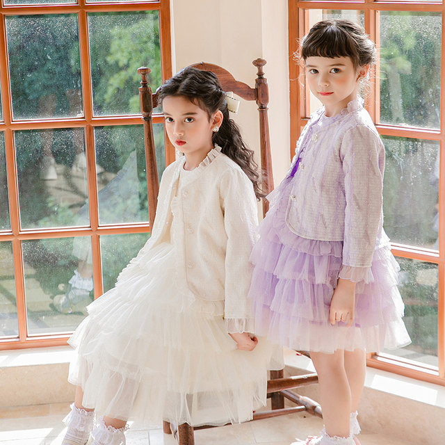 Girls spring new long-sleeved suit 2023 spring Korean version of the new children's girl girl treasure princess two-piece set