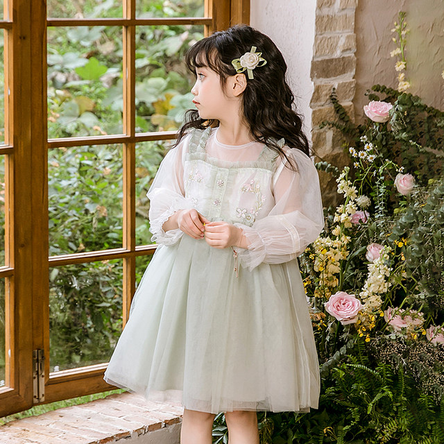 Girls spring princess dress 2023 spring Korean version of the new children's clothing girl treasure children lady long-sleeved dress