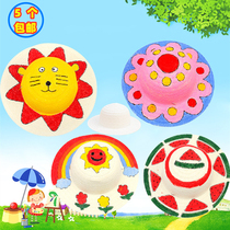 Straw hat diy handmade material bag painting hat hand painted painted graffiti color filling art class childrens making