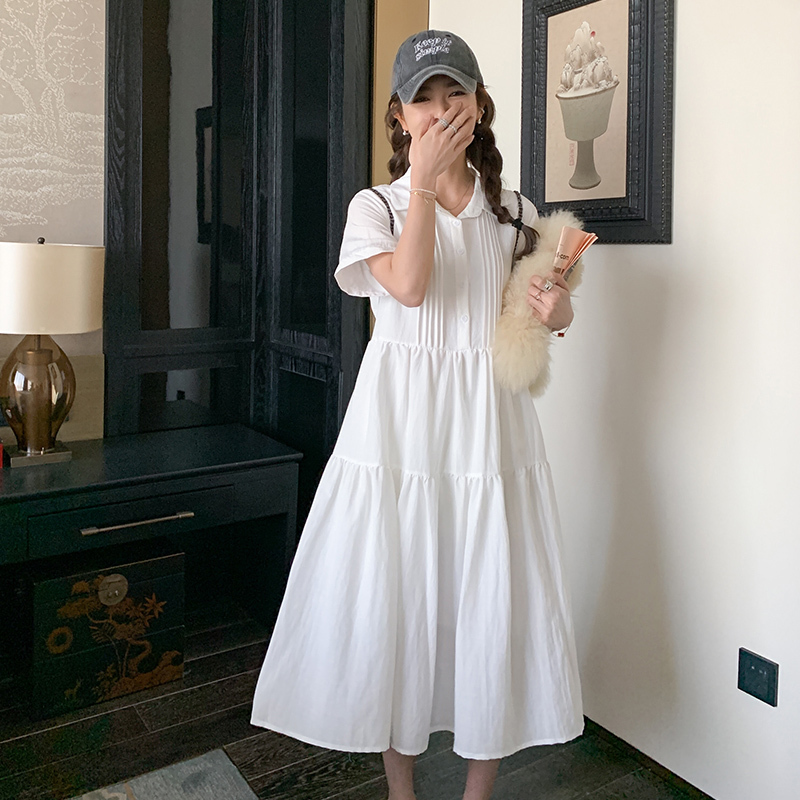 French-Style White Shirt Dress for Women, 2026 Summer New Style, Preppy Style, Petite, Loose, Slimming White Dress