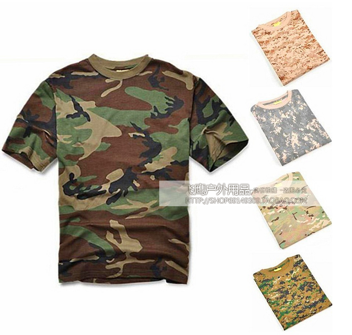 Tactical Summer Camouflage T-shirt Men ACU Short Sleeve CP Lax-collar Half-sleeved Top