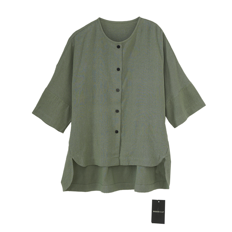 Bodhlcat Is Short in Front and Long in Back | 100% Pure Silk Vintage Material Simple Round Neck Versatile Plain Shirt for Women Bodhlcat Is Short in Front and Long in Back | 100% Pure Silk Vintage Material Simple Round Neck Versatile Plain Shirt for Women