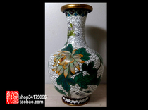  (Old objects decorative crafts)Japanese antique copper tire filigree enamel Cloisonne chrysanthemum bird Vase