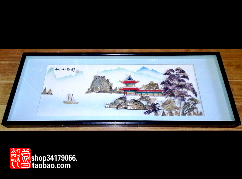 (Old Objects Decoration Craft Gift Hem) 80s Dalian Traditional Bone Sculpture Painting Fairy Mountain Jade Loft Decoration Painting