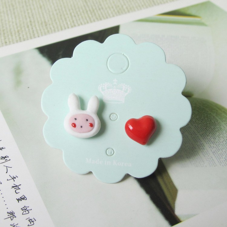 New temperament Korean anti-allergic cartoon ceramic ear pin female student simple Jingdezhen ceramic trinket