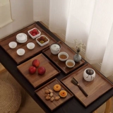 Черный грецкий орех с твердым деревом поддона японского стиля прямоугольный чайный поднос деревянный поддон домохозяйство цветочная тарелка чайная поднос десерт