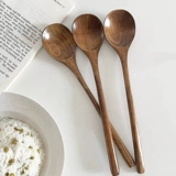 Деревянная высушенная рисовая ложка японская деревянная ложка в стиле в стиле, чтобы поесть, сеять порошковая ложка, длинная ложера рамена с розовой деревянной головкой.