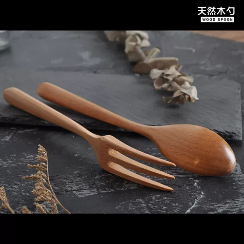 Деревянный японский натуральный креативный комплект из натурального дерева, ложка, посуда