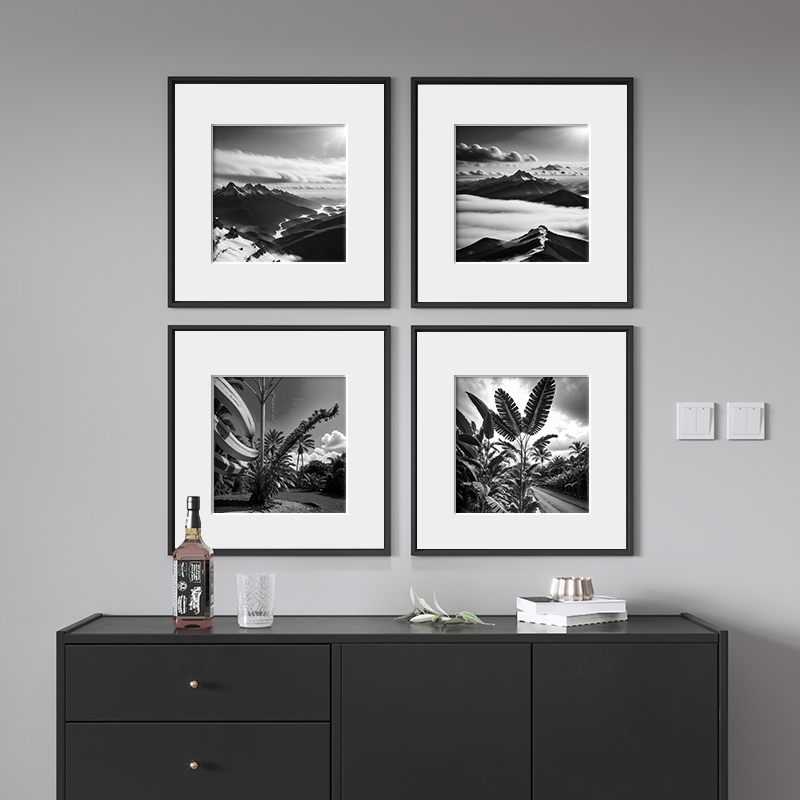 Black High-End Aluminum Alloy Picture Frame for Wall Hanging, Square Frame for Sketching, Poster Frame, 33 Wedding Photo Display