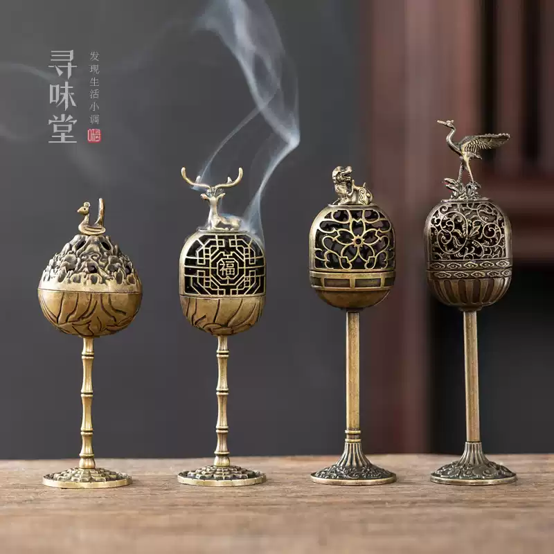 精致合金迷你小香炉｜复古禅意莲花薰香炉室内香座茶道香道小摆件-淘宝