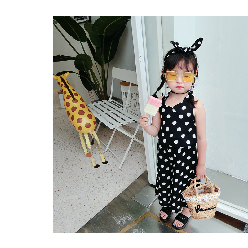 7bao không hoàn lại cho trẻ em phù hợp với bé gái voan sóng điểm ống hàng đầu dây đeo chân rộng quần mẫu giáo quần áo trẻ em nam