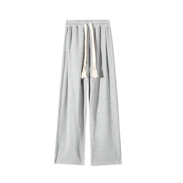 Summer Spring Tea American Autumn and Winter Wide Leg Pants Spring and Autumn Drawstring Casual Thin Pants High Waist Drape Sports Pants