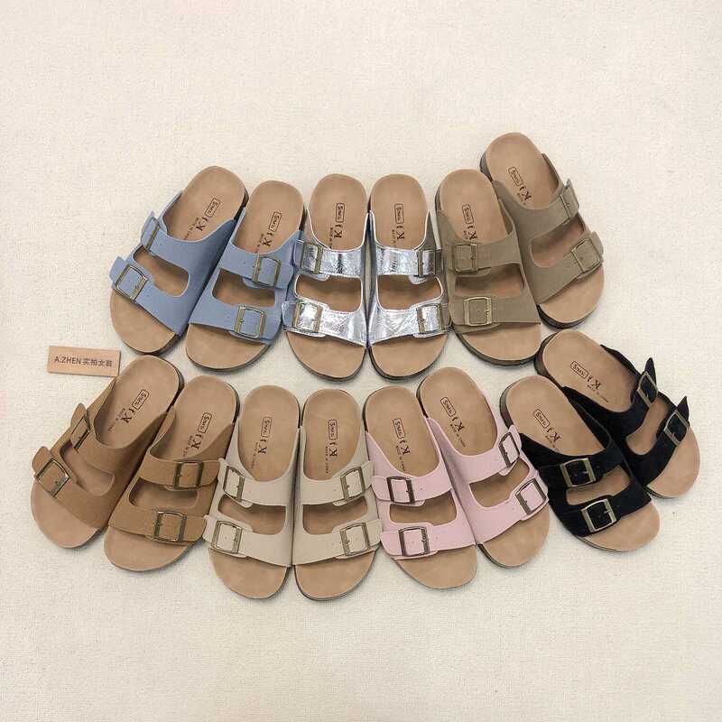 Birkenstock-Style Women's Slippers, New Summer Model, Suitable for Outdoor Wear, Thick Cork Sole, Flat Non-Slip, Open-Toe, Beach, Retro, Export