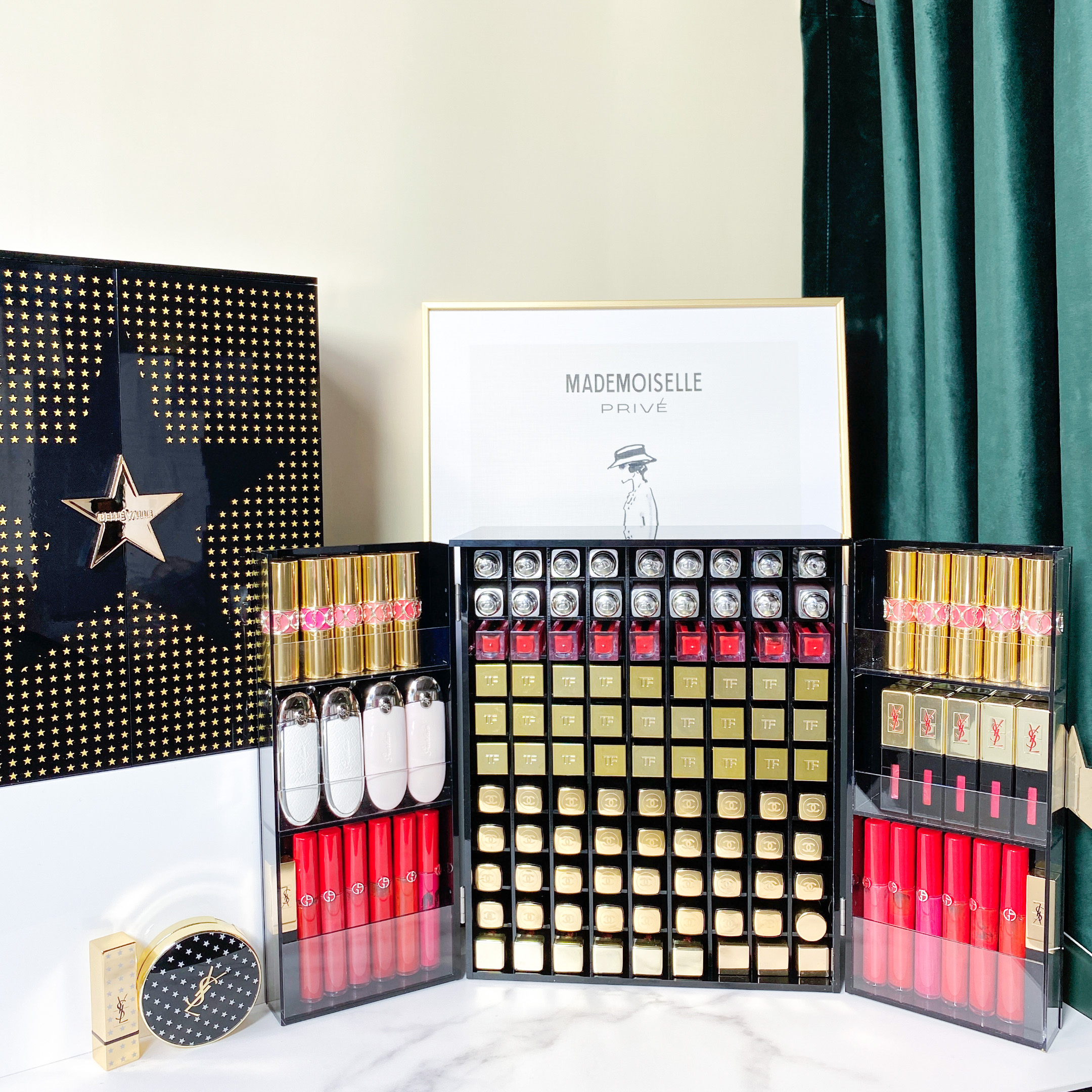 Lipstick storage box desktop cosmetics large capacity dust-proof European and American luxury ysl lipstick lip glaze set gift box