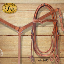 American imported Western-style cowhide carved water reins chest strap set Western cowboy equestrian saddle bridle accessories