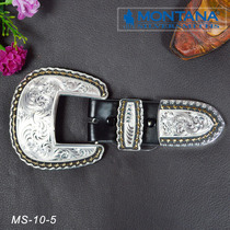 American import Montana Montana Western belt buckle Cowboy belt buckle Three-piece set of thorn edge silver buckle