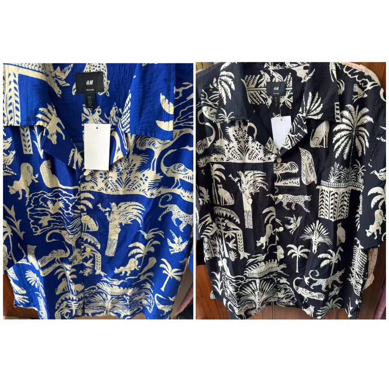 Authentic Free Shipping 1348071 Men's Clothing 2026 Summer New Fashion Printed Cuban Collar Casual Short-Sleeved Shirt