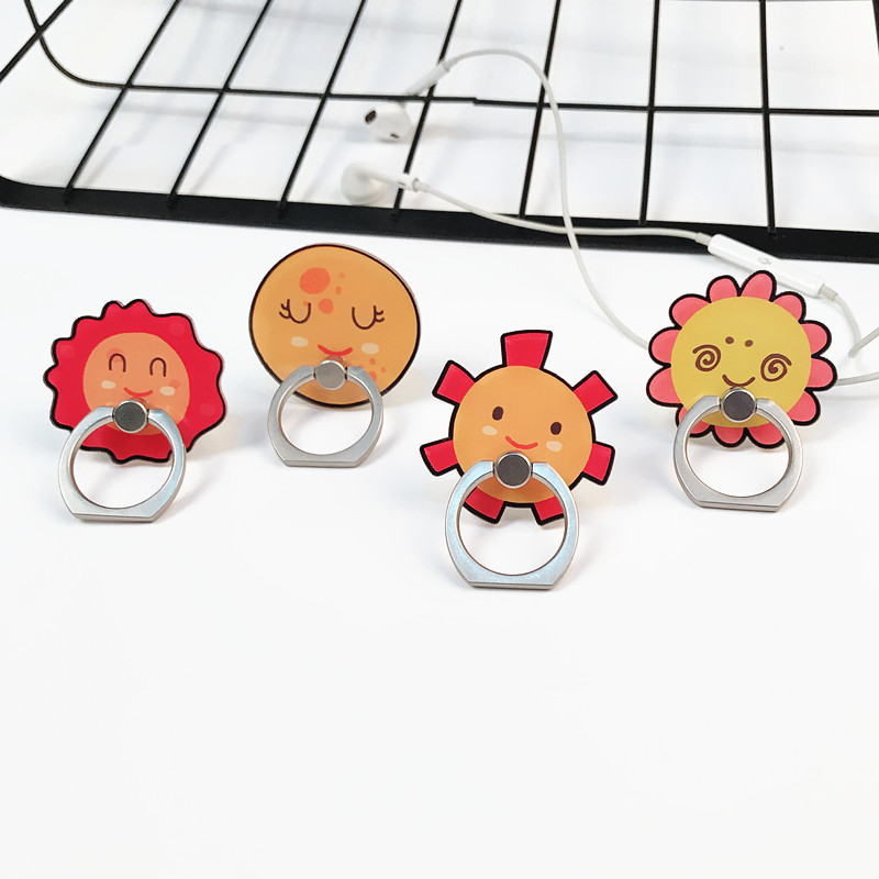 Personality cute smiling face sunflower ring buckle bracket desktop vivo bracelet tablet buckle Huawei oppo universal