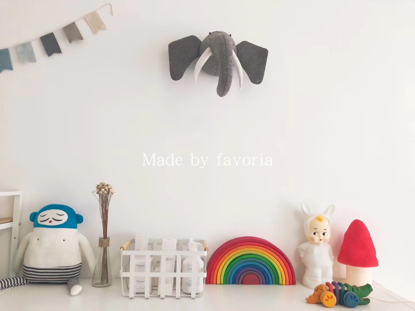 ins Nordic Children's room Baby room Wool felt animal head Environmental protection wall hanging three-dimensional modeling decoration