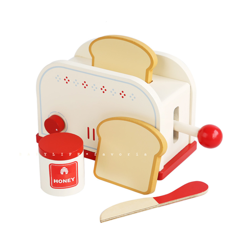 Korean ins Mini bread machine Coffee machine Small hot pot small kitchen play house wine Wooden simulation toy Kindergarten