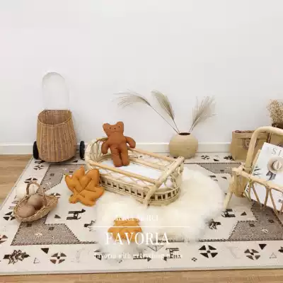 Korean wind ins Nordic Children Baby baby doll bed mini toy bed home wine vine weaving rattan bed homestay