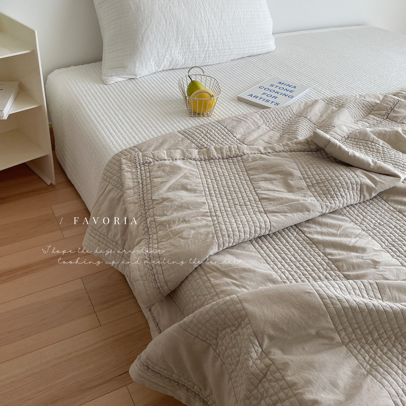 Favoria Korean Style ins Pure Cotton 80-Count Quilted Summer Cooling Quilt Air Conditioning Blanket Bed Cover Bed Sheet Bedding Favoria Korean Style ins Pure Cotton 80-Count Quilted Summer Cooling Quilt Air Conditioning Blanket Bed Cover Bed Sheet Bedding