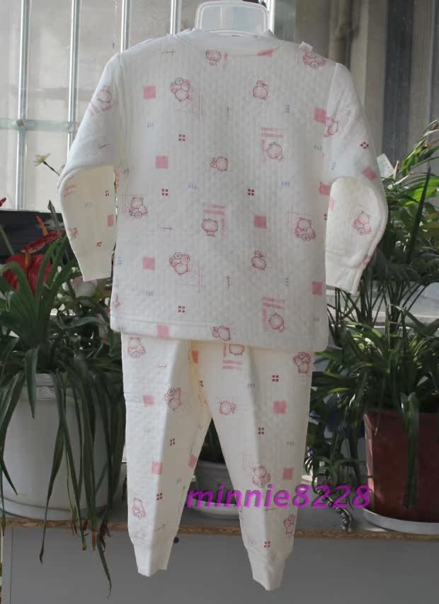 Đồ lót nhiệt trẻ em thỏ Dulk bộ sợi tre mùa thu và mùa đông trẻ sơ sinh dày đồ lót quần áo mùa thu dịch vụ nhà - Quần áo lót đồ lót trẻ em