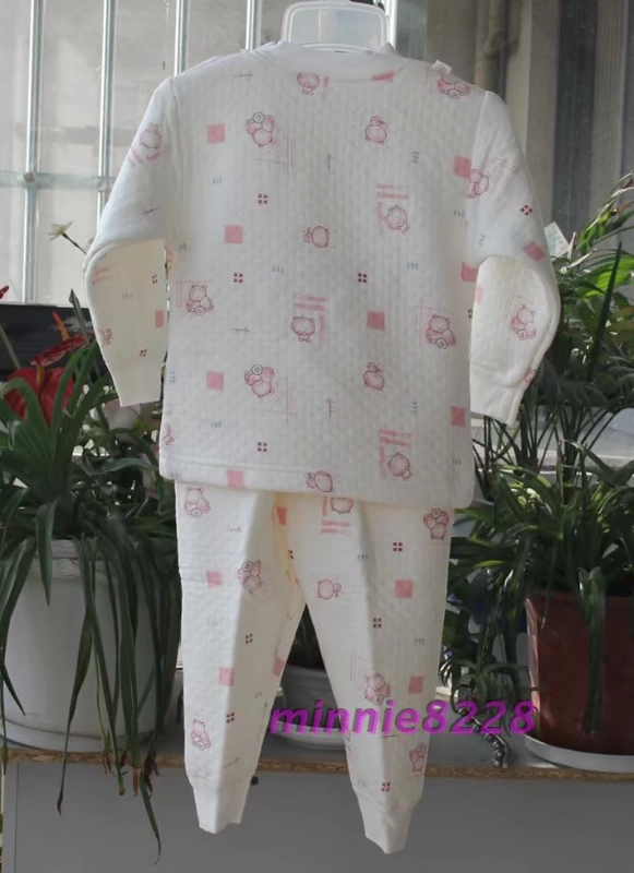 Đồ lót nhiệt trẻ em thỏ Dulk bộ sợi tre mùa thu và mùa đông trẻ sơ sinh dày đồ lót quần áo mùa thu dịch vụ nhà - Quần áo lót đồ bé trai