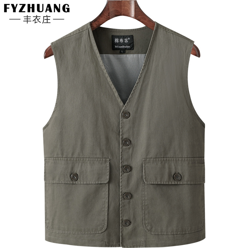 26 New Retro Grandpa-Style Men's Vests, Spring and Autumn V-Neck Button-Up Loose Large-Size Vest Jackets 26 New Retro Grandpa-Style Men's Vests, Spring and Autumn V-Neck Button-Up Loose Large-Size Vest Jackets