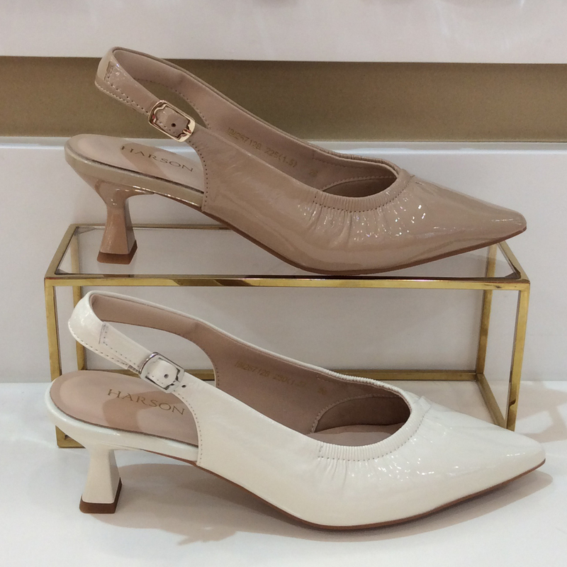 Harson Genuine 2026 Summer New Style Medium Thin Heel Pointed Toe Backless Genuine Leather Women's Sandals Hm267128