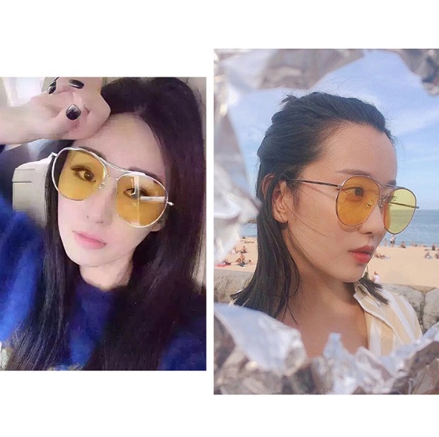 Hàn Quốc lưới đỏ với kính râm trong suốt nữ triều 2017 mới cắt cạnh cá tính nam kính râm gọng tròn kính mát nữ