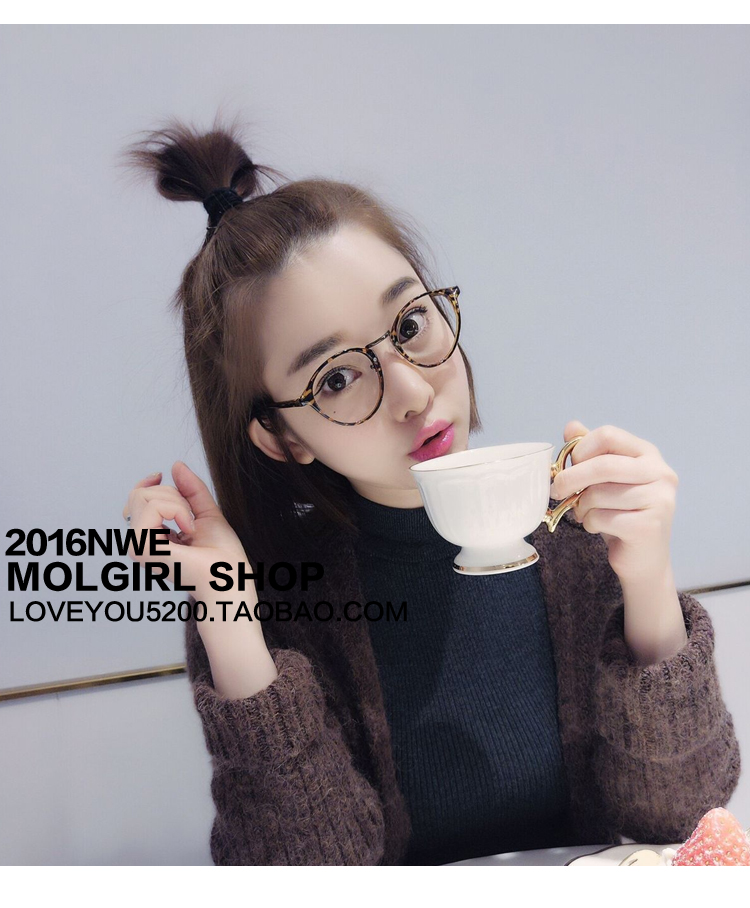 Phiên bản Hàn Quốc của kính gọng tròn retro mẫu nữ dễ thương thủy triều khung phẳng nam siêu nhẹ cá tính có thể được trang bị kính cận thị kính cận thời trang
