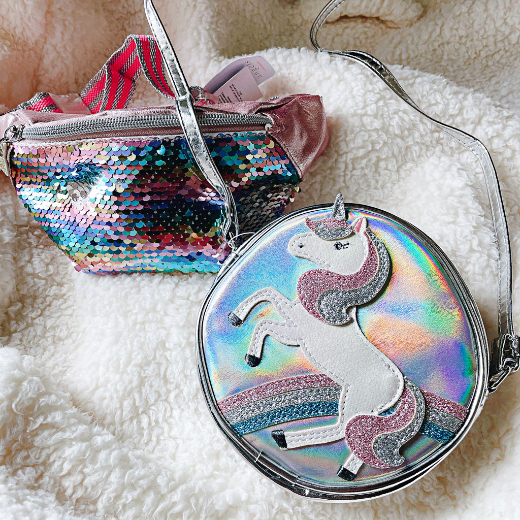 Blingbling kids kit Sequin small belt bag & unicorn small satchel kids girls small bag bag