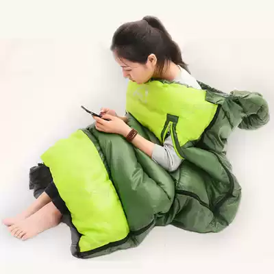 Outdoor camping can reach out to play mobile phone computer to watch TV Adult sleeping bag thickened autumn and winter warmth can be spliced to walk