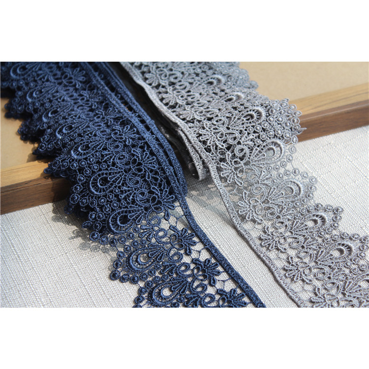 Hide Cyan Grey Drop Water Soluble Embroidery Hollowed-out Lace Floral Lace External Single Qipao DIY Handmade Clothing Accessories