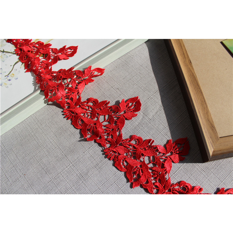 Red retro Eurostyle water soluble polyester light hollowed lace lace external single fine diy hand cheongsam gown accessories