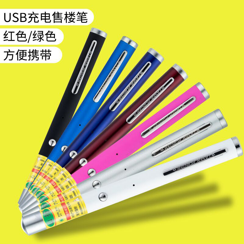 Green Light Laser Pen Infrared Pen Teaching Longshot Pen Sales Building USB Charging Sand Disk Indicator Laser Laser Light