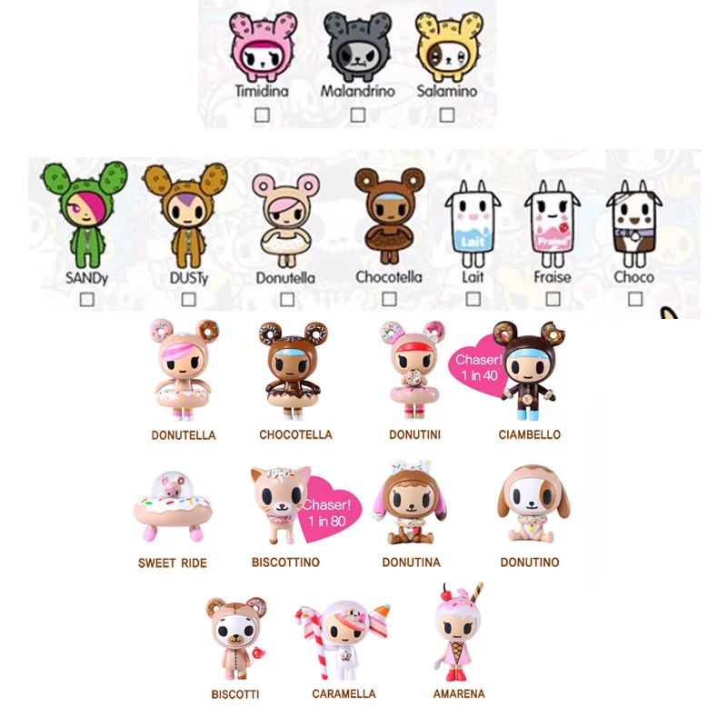 Tokidoki Тао Цидуйчи пончики суши суши машина кактус кот - кукла-бинд-бокс надпись