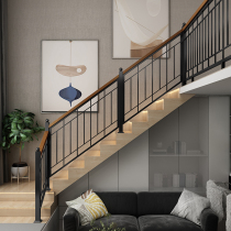 Modern simple wrought iron stair handrail balcony guardrail aisle restaurant fence Villa stair window attic railing