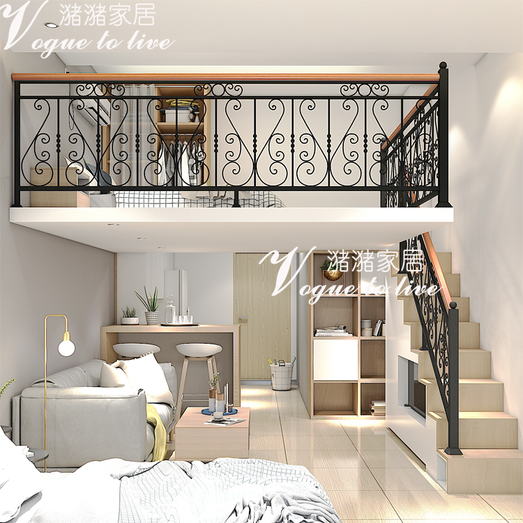 Modern attic decorative fence Stair handrail Wrought iron railing Indoor household fence fence Balcony fence Solid wood