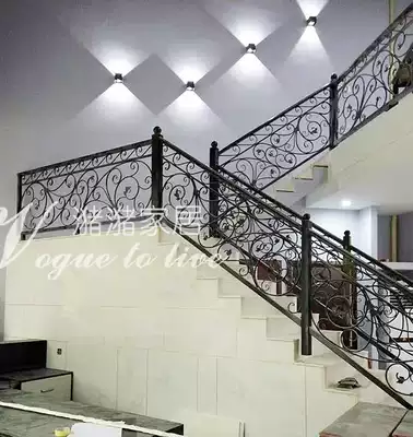 Hot sale Wrought iron stair handrail railing European villa Wrought iron fence Bay window Indoor attic stair corridor fence