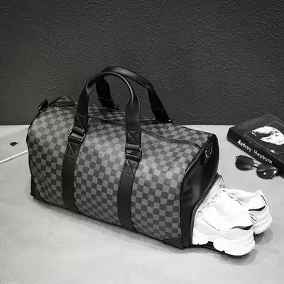 Plaid Travel Bag Men's Hand bag Large Capacity Fashion Business Travel Travel Fitness Bag Boarding Luggage Tide