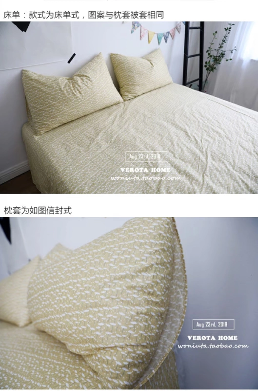 [Ốc] tháp kiểu Nhật hoa vàng in khăn trải giường cotton quilt ba gia đình bốn - Bộ đồ giường bốn mảnh